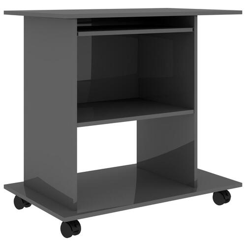 Computerbord 80x50x75 cm spånplade grå højglans