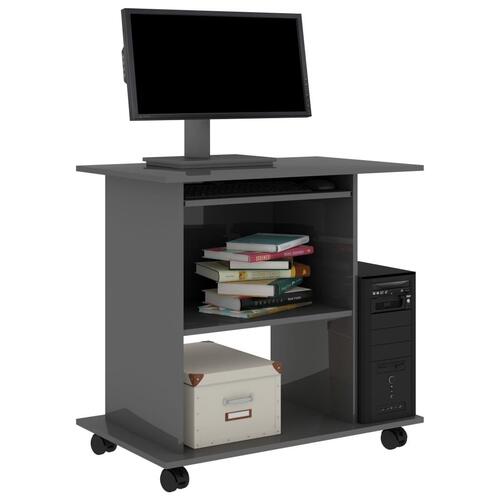 Computerbord 80x50x75 cm spånplade grå højglans