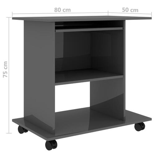 Computerbord 80x50x75 cm spånplade grå højglans