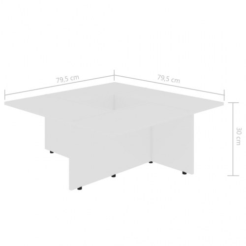 Sofabord 79,5x79,5x30 cm konstrueret træ hvid