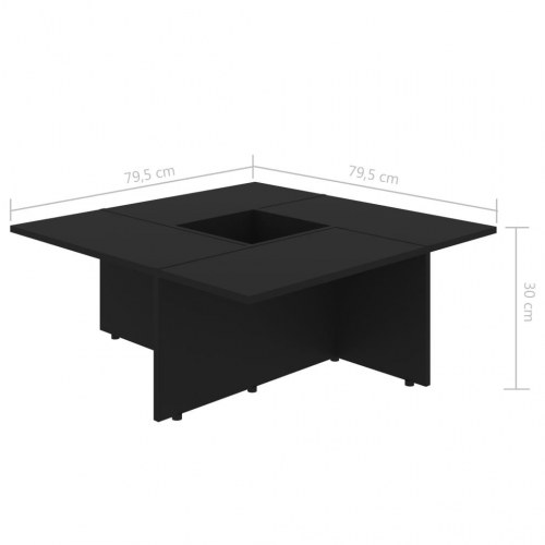 Sofabord 79,5x79,5x30 cm konstrueret træ sort
