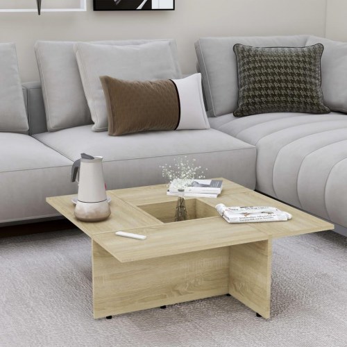 Sofabord 79,5x79,5x30 cm konstrueret træ sonoma-eg