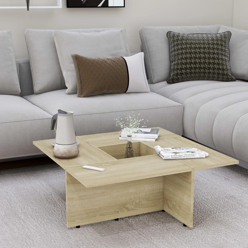 Sofabord 79,5x79,5x30 cm konstrueret træ sonoma-eg
