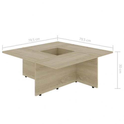 Sofabord 79,5x79,5x30 cm konstrueret træ sonoma-eg