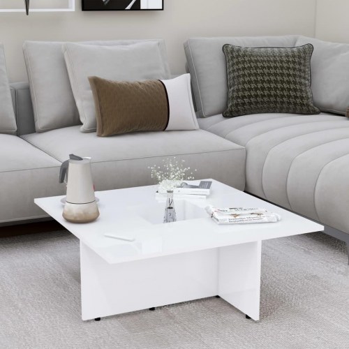 Sofabord 79,5x79,5x30 cm konstrueret træ hvid højglans