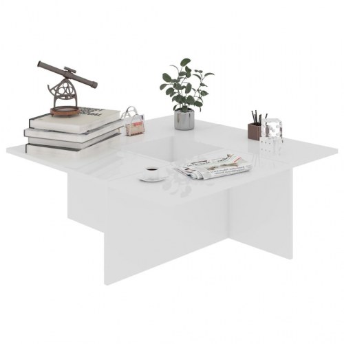 Sofabord 79,5x79,5x30 cm konstrueret træ hvid højglans