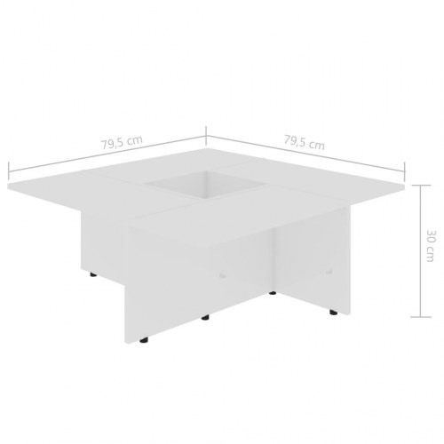 Sofabord 79,5x79,5x30 cm konstrueret træ hvid højglans