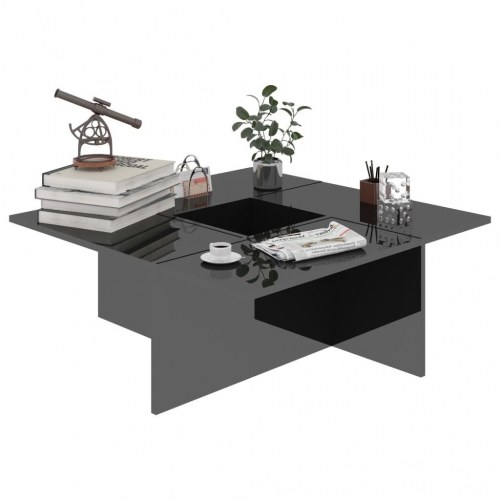 Sofabord 79,5x79,5x30 cm konstrueret træ sort højglans