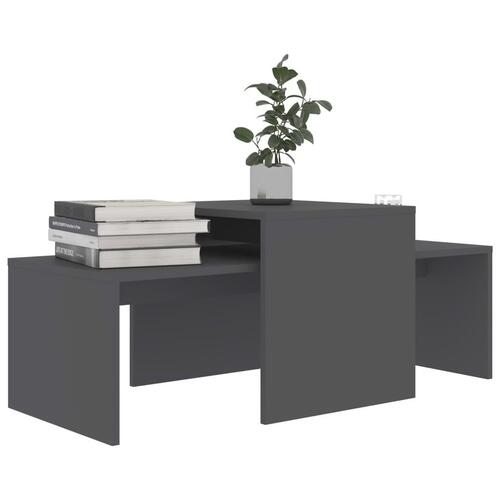 Sofabordssæt 100x48x40 cm spånplade grå