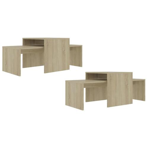Sofabordssæt 100x48x40 cm konstrueret træ sonoma-eg