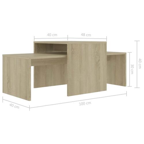 Sofabordssæt 100x48x40 cm konstrueret træ sonoma-eg