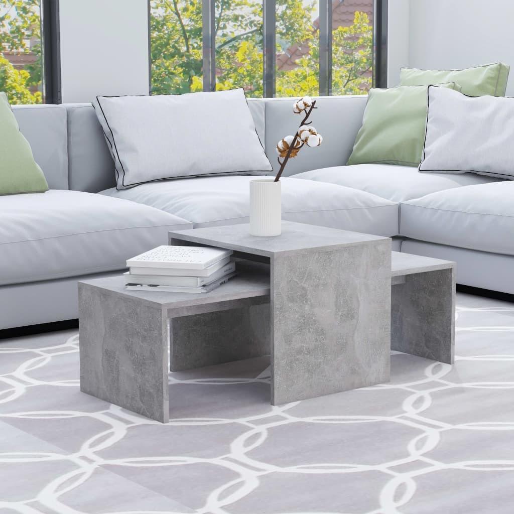 Sofabordssæt 100x48x40 cm konstrueret træ betongrå