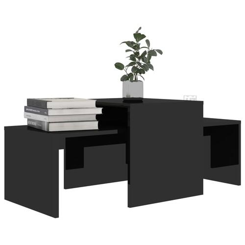 Sofabordssæt 100x48x40 cm spånplade sort højglans