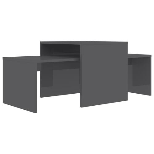Sofabordssæt 100x48x40 cm konstrueret træ grå højglans
