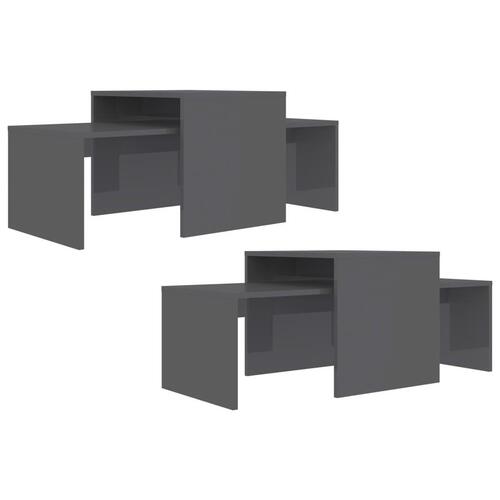 Sofabordssæt 100x48x40 cm konstrueret træ grå højglans