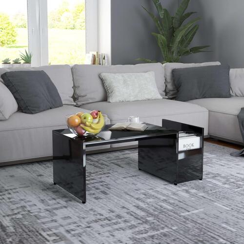 Sofabord 90x45x35 cm konstrueret træ sort højglans