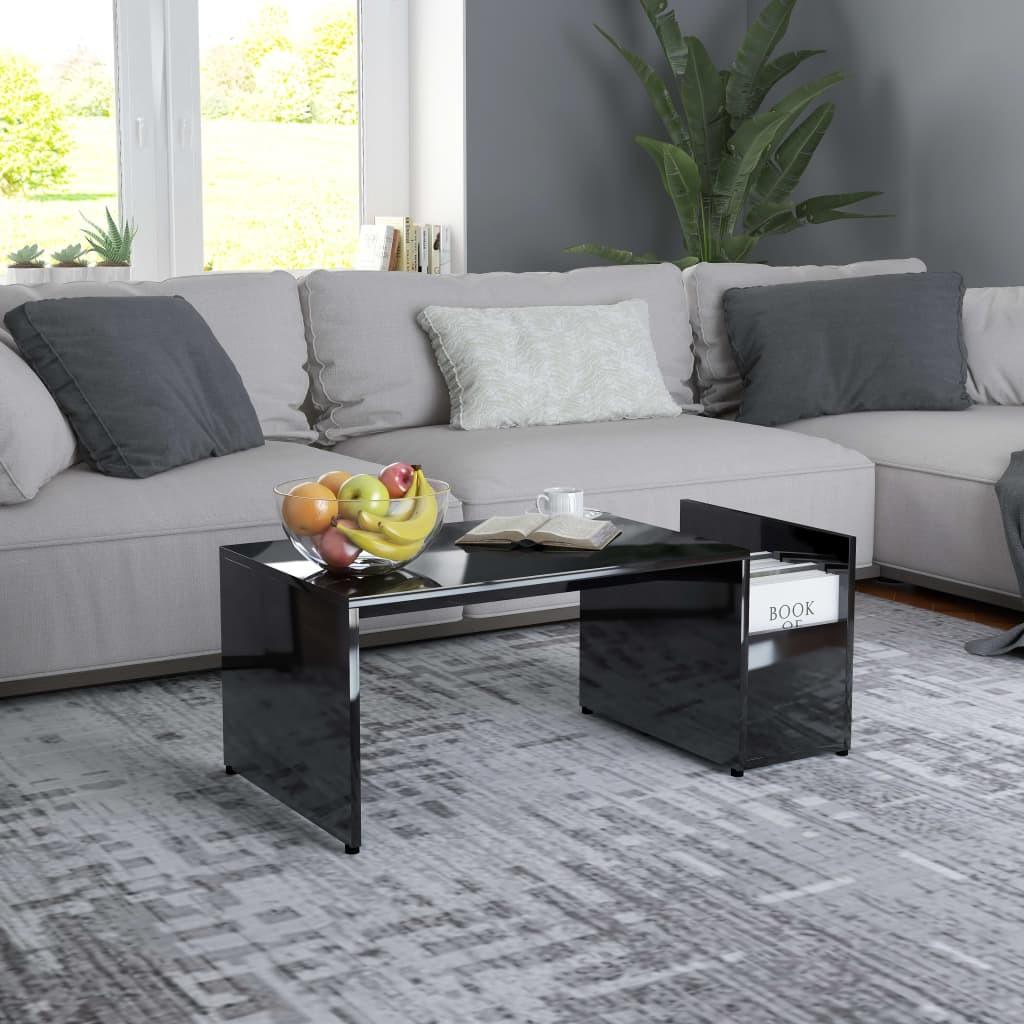 Sofabord 90x45x35 cm konstrueret træ sort højglans