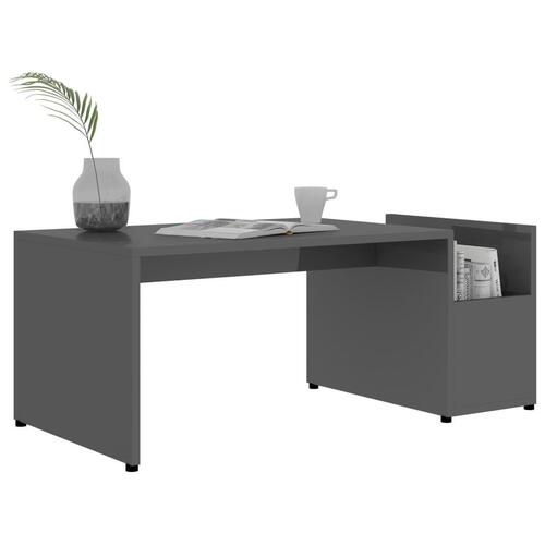 Sofabord 90x45x35 cm konstrueret træ grå højglans
