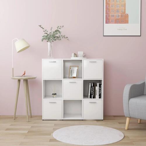 Bogreol 90x30x90 cm konstrueret træ hvid