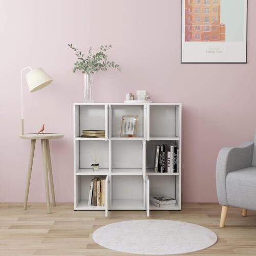 Bogreol 90x30x90 cm konstrueret træ hvid