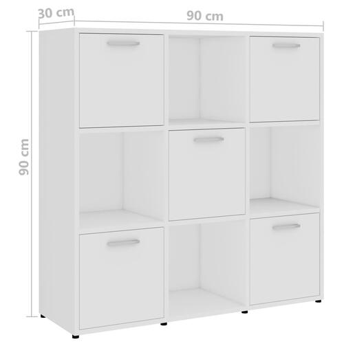 Bogreol 90x30x90 cm konstrueret træ hvid