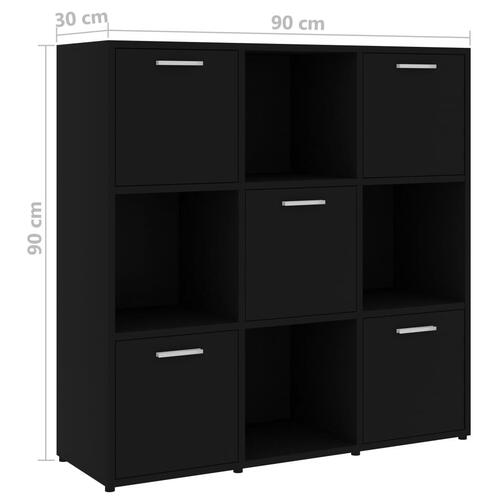 Bogreol 90x30x90 cm konstrueret træ sort