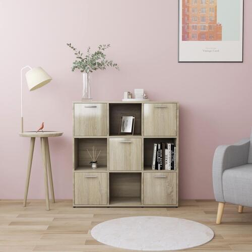 Bogreol 90x30x90 cm konstrueret træ sonoma-eg