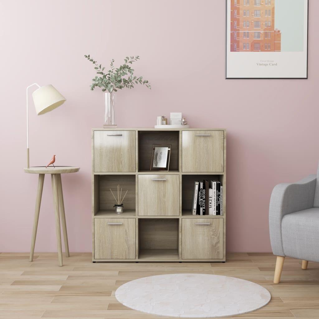 Bogreol 90x30x90 cm konstrueret træ sonoma-eg