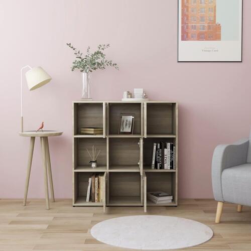 Bogreol 90x30x90 cm konstrueret træ sonoma-eg