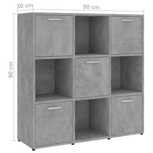 Bogreol 90x30x90 cm konstrueret træ betongrå