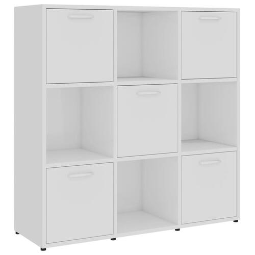 Bogreol 90x30x90 cm konstrueret træ hvid højglans