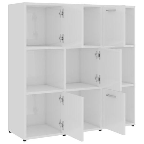 Bogreol 90x30x90 cm konstrueret træ hvid højglans