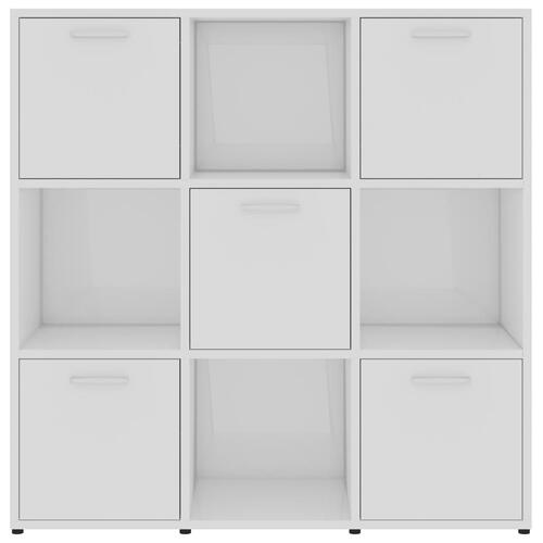 Bogreol 90x30x90 cm konstrueret træ hvid højglans