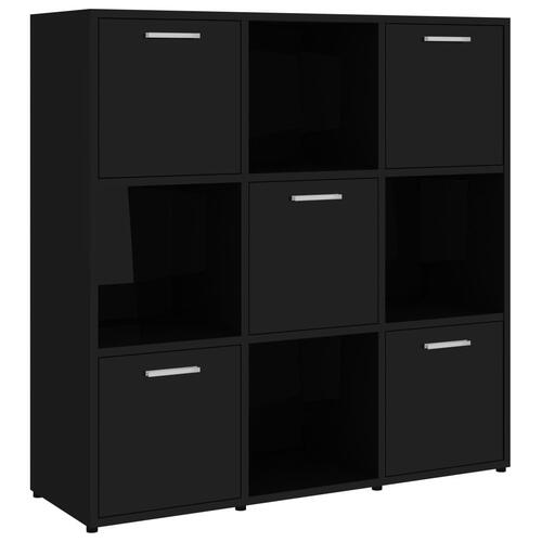 Bogreol 90x30x90 cm konstrueret træ sort højglans