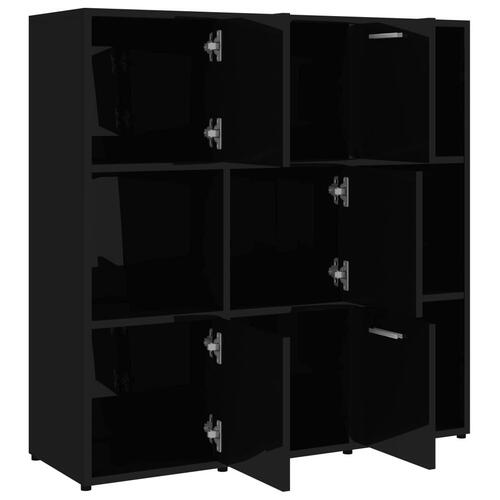 Bogreol 90x30x90 cm konstrueret træ sort højglans