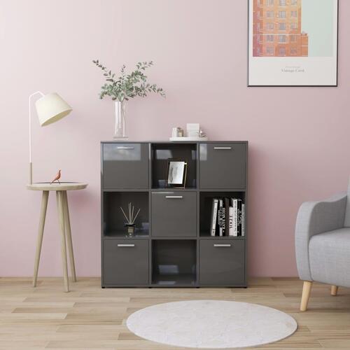 Bogreol 90x30x90 cm konstrueret træ grå højglans