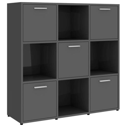 Bogreol 90x30x90 cm konstrueret træ grå højglans