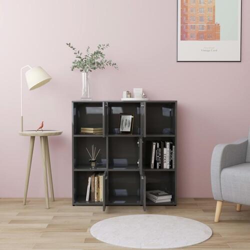 Bogreol 90x30x90 cm konstrueret træ grå højglans