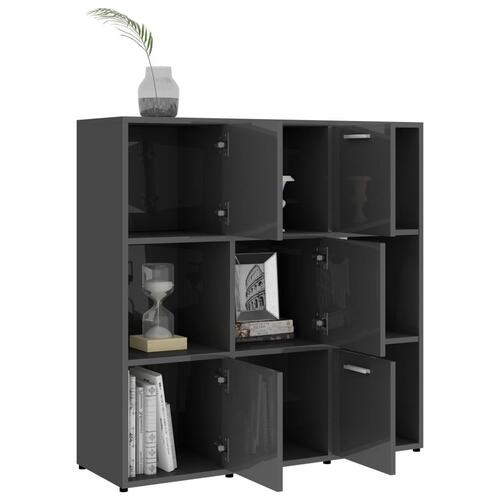 Bogreol 90x30x90 cm konstrueret træ grå højglans