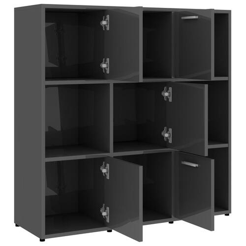 Bogreol 90x30x90 cm konstrueret træ grå højglans