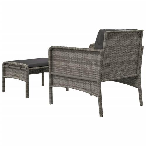 Loungesæt til haven 2 dele med hynder polyrattan grå