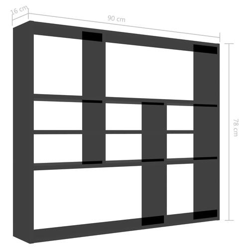 Vægreol 90x16x78 cm spånplade højglans sort