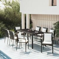 Spisebordssæt til haven 9 dele med hynder polyrattan sort