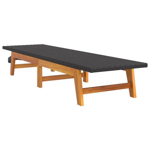 Liggestole 2 stk. polyrattan og massivt akacietræ sort og brun