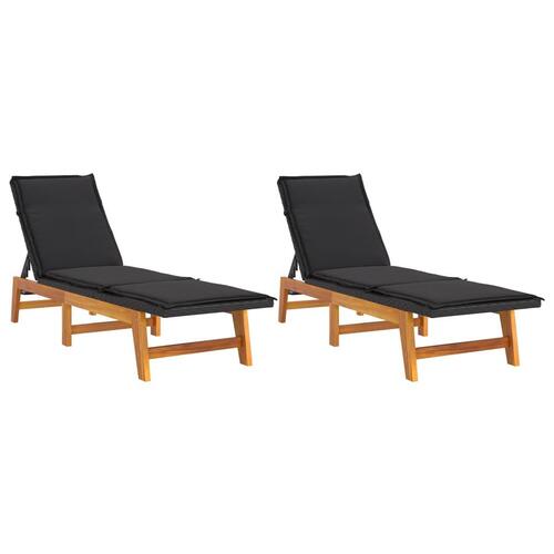 Liggestole med hynder 2 stk. polyrattan og massivt akacietræ