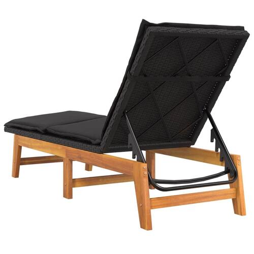 Liggestole med hynder 2 stk. polyrattan og massivt akacietræ
