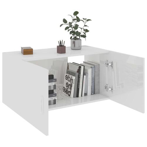Væghængt skab 80x39x40 cm konstrueret træ hvid højglans