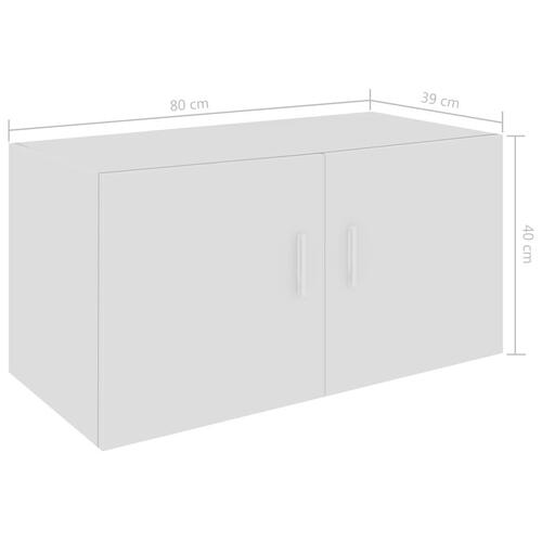 Væghængt skab 80x39x40 cm konstrueret træ hvid højglans