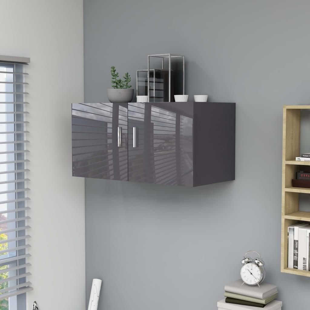 Væghængt skab 80x39x40 cm konstrueret træ grå højglans