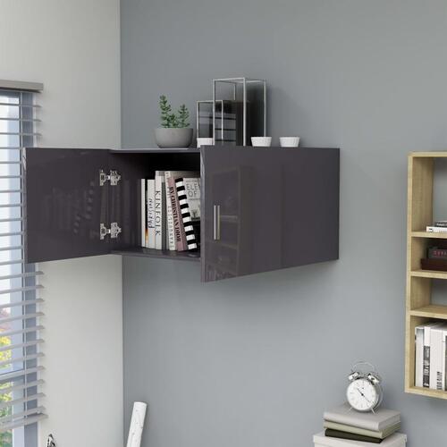Væghængt skab 80x39x40 cm konstrueret træ grå højglans